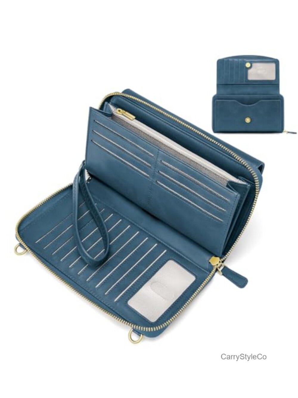 RFID Vegan Leather Crossbody Wristlet Wallet with Cell Phone Pocket